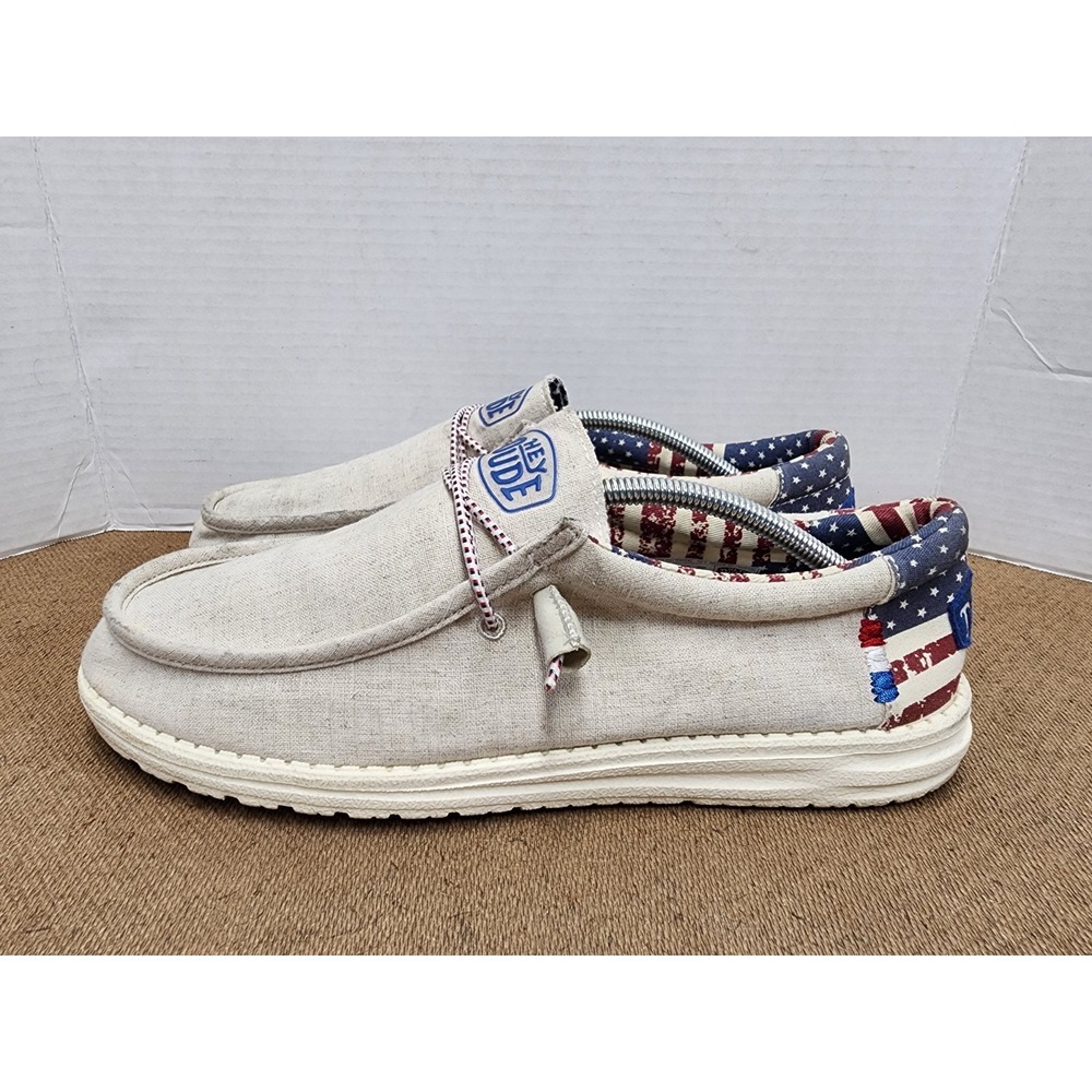 Hey Dude Wendy Off White Patriotic USA Flag Patriotic Mens Size 12